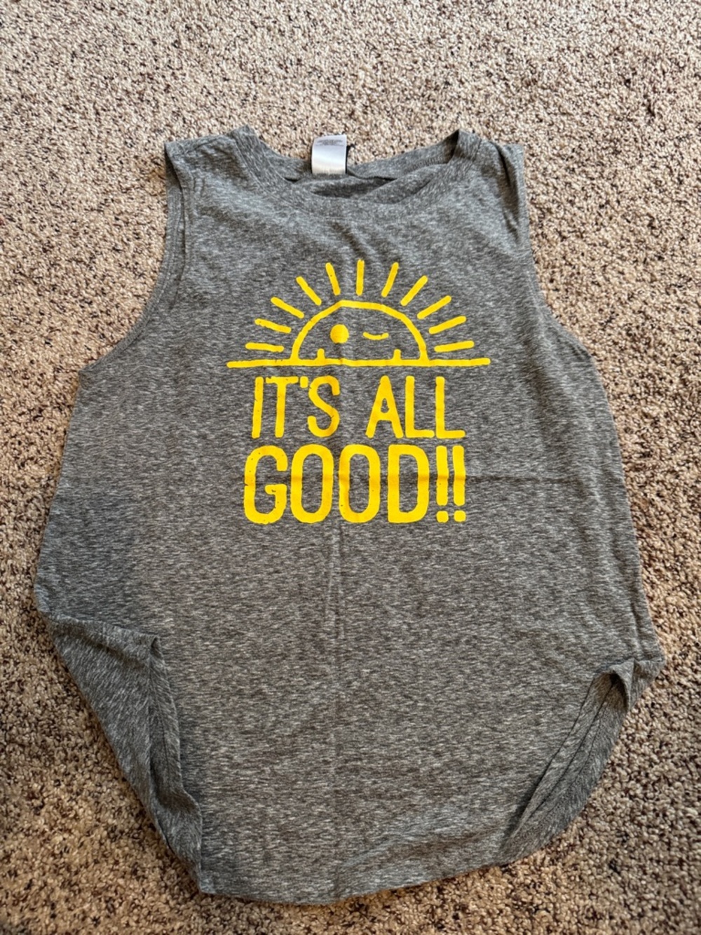 Modern Lux Gray Tank Top with Yellow "It's All Good" Graphic